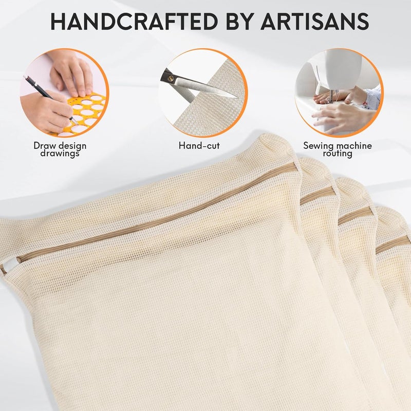 NAHADS 4-Piece Large Durable Organic Cotton Mesh Laundry Bags with Sturdy Zippers and Breathable Mesh are Delicate Laundry Bags for Underwear, Clothes, Pants and Socks - Image 3